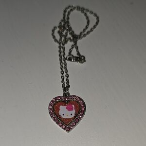 Sanrio Pink and Silver Hello Kitty Heart Necklace